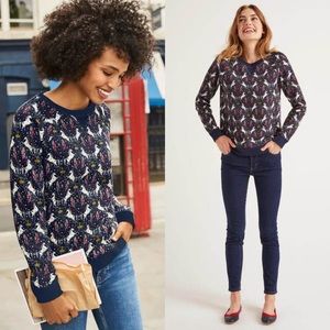 Boden Crown & Country Royal French Terry Britain Print Sweatshirt Large